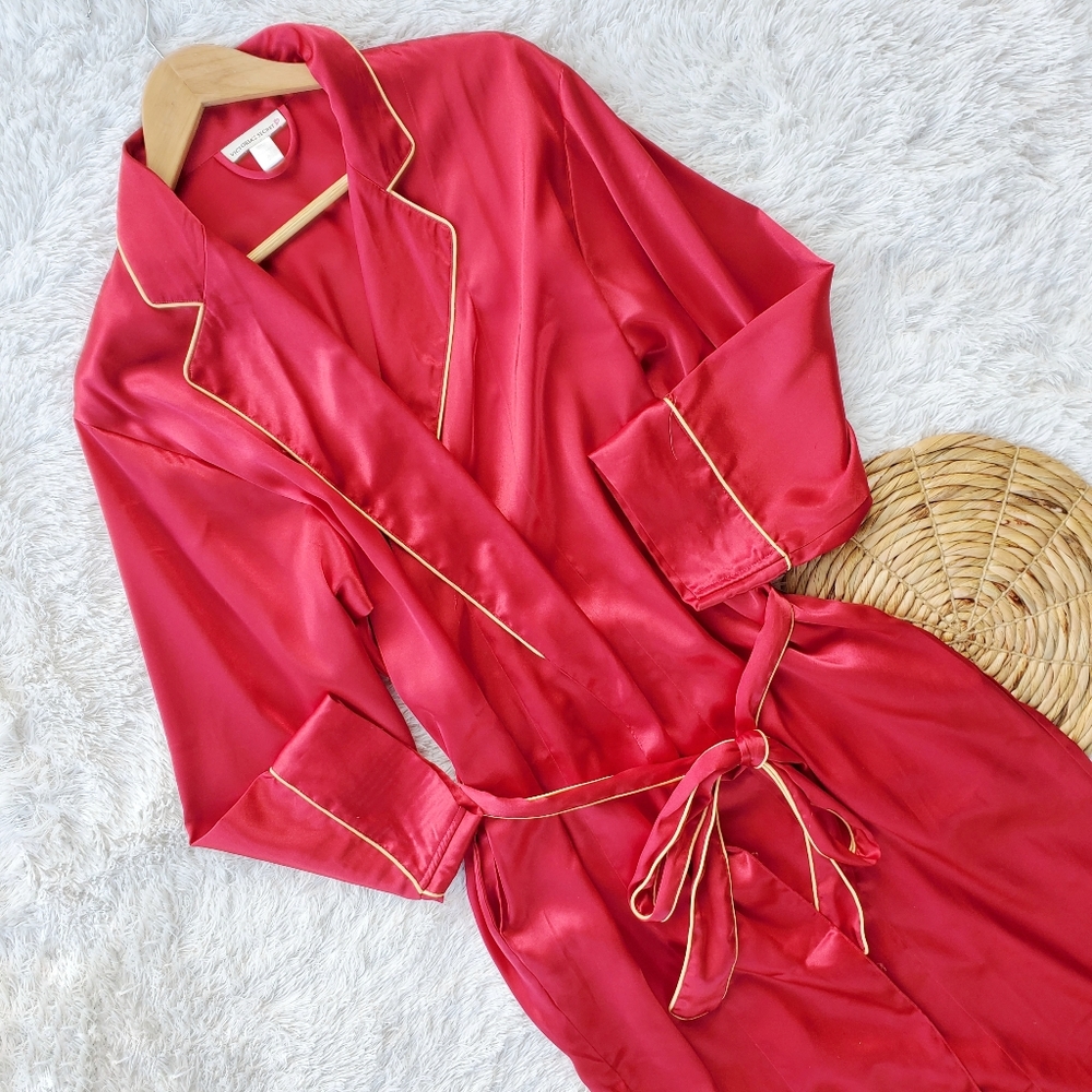 Vintage Victoria's Secret Red and‎ Gold Long Robe